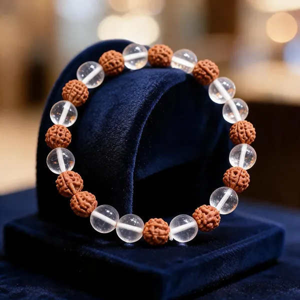 Brown_Natural_Rudraksha_Clear_Quartz_Crystal_Beaded_Bracelet_For_Unisex