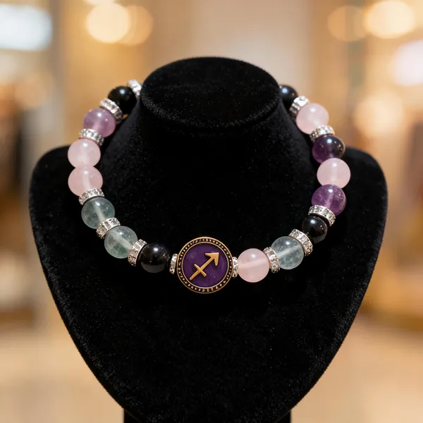 Multicolour_Crystal_Beaded_Sagittarius_Bracelet_For_Unisex
