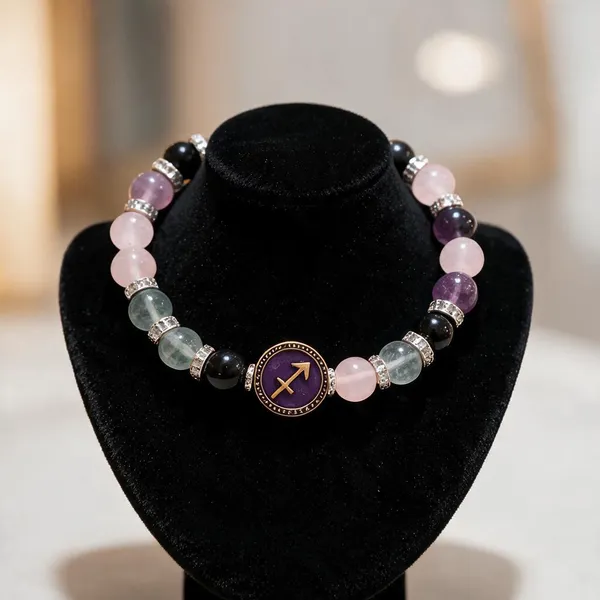 Multicolour_Crystal_Beaded_Sagittarius_Bracelet_For_Unisex