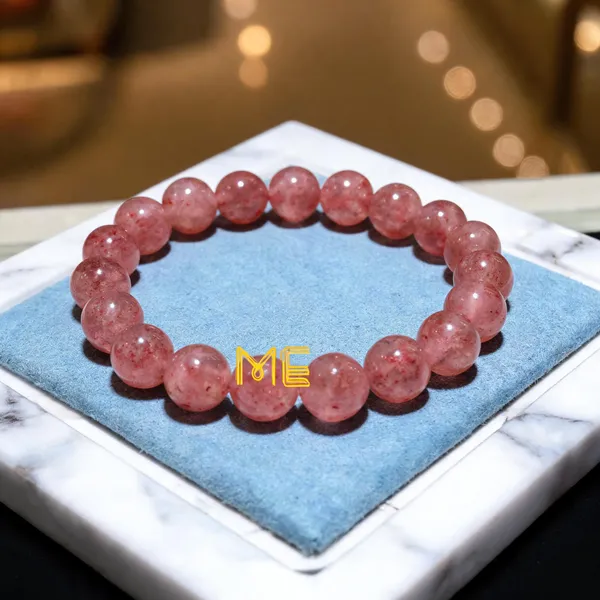 Pink_Strawberry_Quartz_Crystal_Beaded_Bracelet_For_Unisex