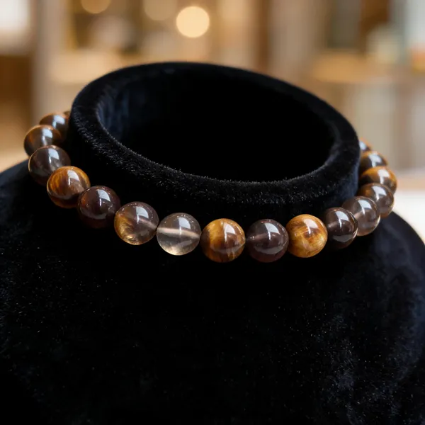 Multicolor_Natural_Crystal_Beaded_Stretch_Bracelet_For_Unisex