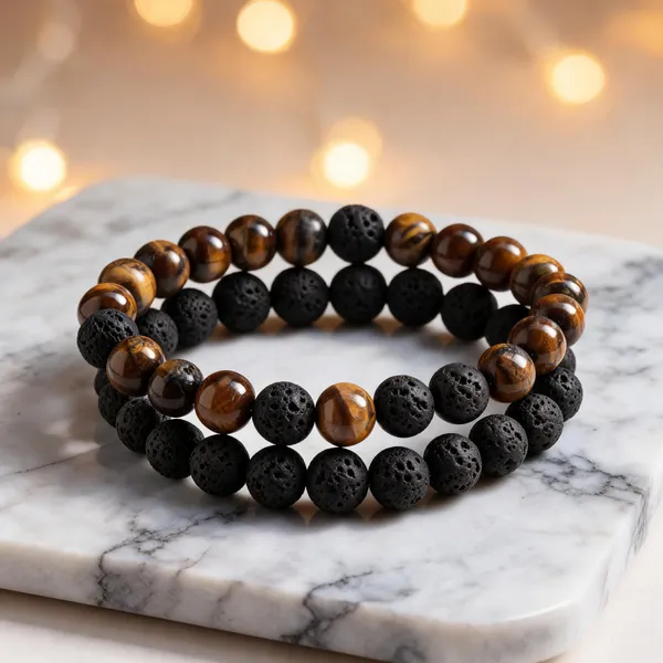 Brown_Black_Natural_Tiger_Eye_Lava_Stone_Beaded_Couple_Bracelet_Set