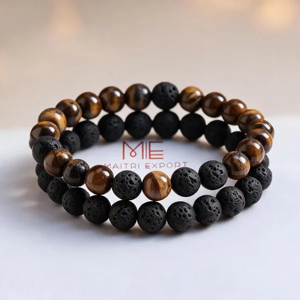 Brown_Black_Natural_Tiger_Eye_Lava_Stone_Beaded_Couple_Bracelet_Set