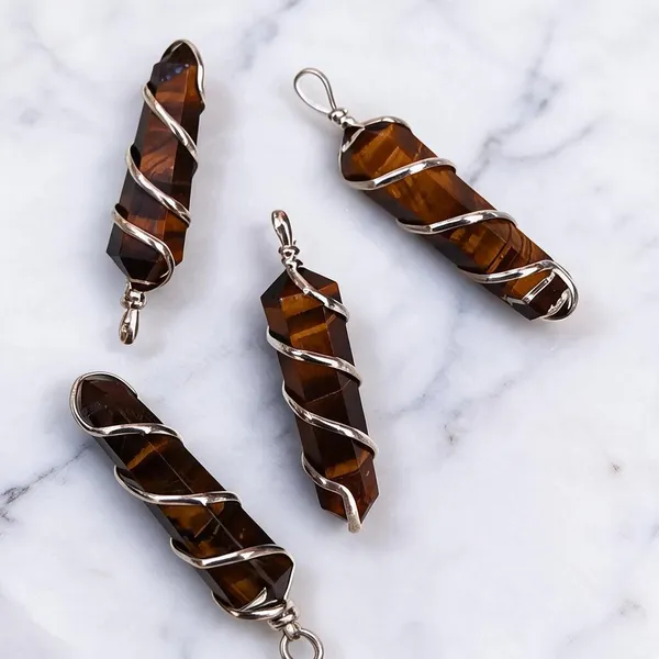 Brown_Tiger_Eye_Wire_Wrapped_Pendant_Set_For_Women