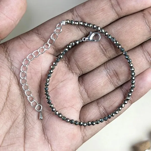 Black_Pyrite_Crystal_Faceted_Beaded_Chain_Bracelet_For_Unisex