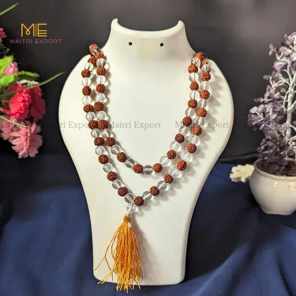 Brown_Rudraksh_Clear_Quartz_Crystal_Layered_Spiritual_Mala_Necklace