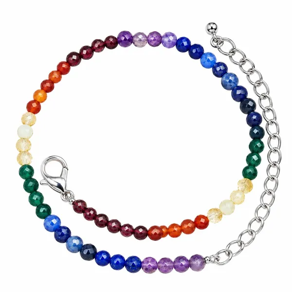 7_Chakra_Balance_&_Positive_Energy_Faceted_Anklet_|_Free_Selenite_Plate