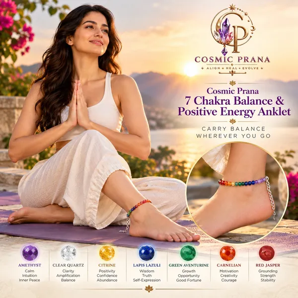 7_Chakra_Balance_&_Positive_Energy_Faceted_Anklet_|_Free_Selenite_Plate