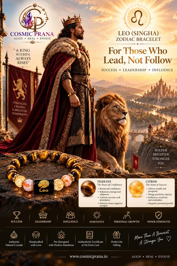 Leo_(Singha)_Zodiac_Confidence_&_Success_Bracelet_(23_July_-_22_August)_|_Free_Selenite_Plate