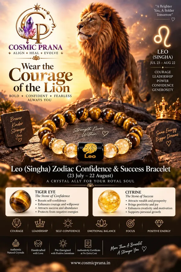 Leo_(Singha)_Zodiac_Confidence_&_Success_Bracelet_(23_July_-_22_August)_|_Free_Selenite_Plate