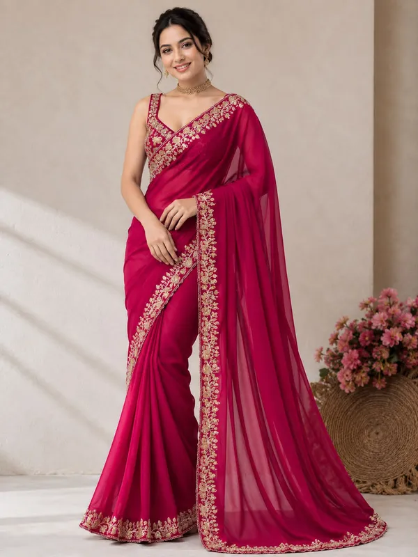 vichitra_Silk_Fabric_Saree_in_Embroidery_Work_With_Coding_Sequences_And_Cut_Work_Border