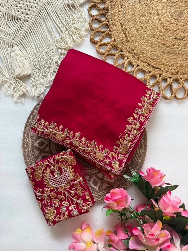 vichitra_Silk_Fabric_Saree_in_Embroidery_Work_With_Coding_Sequences_And_Cut_Work_Border