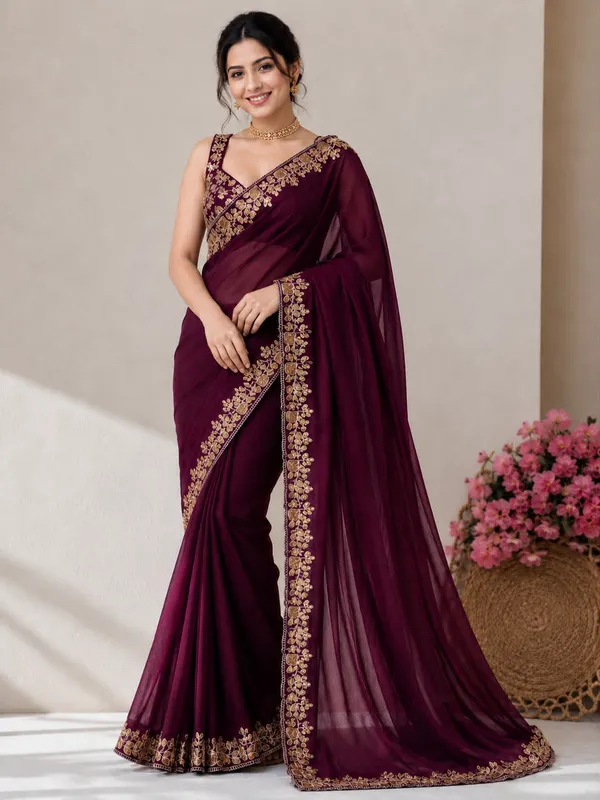 vichitra_Silk_Fabric_Saree_in_Embroidery_Work_With_Coding_Sequences_And_Cut_Work_Border