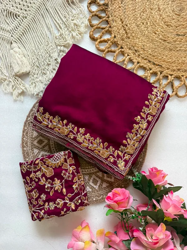 vichitra_Silk_Fabric_Saree_in_Embroidery_Work_With_Coding_Sequences_And_Cut_Work_Border