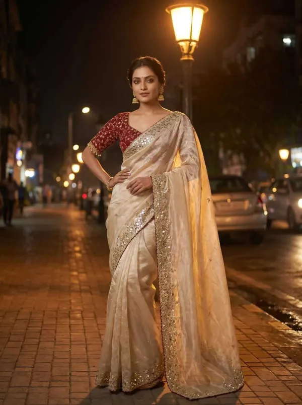 Cream_Color_Fancy_Saree