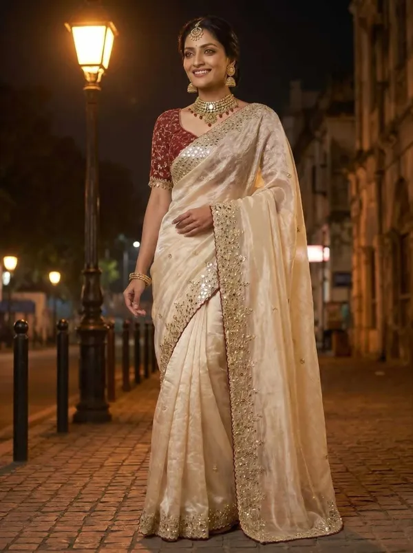 Cream_Color_Fancy_Saree