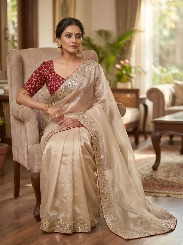 Cream_Color_Fancy_Saree