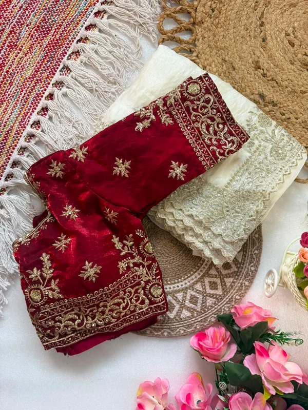 White_Satin_Material_With_C_Pallu_Embroidery_Work_With_Sequences_And_Cut_Work_Border