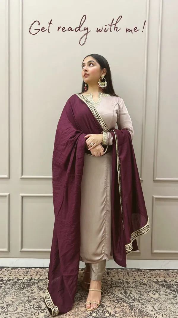 Cream_Roman_Silk_Embroidered_Kurti_Pant_Set_For_Women