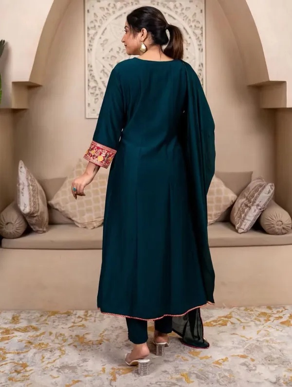 Blue_Vichitra_Silk_Embroidered_Kurti_Pant_Set_For_Women