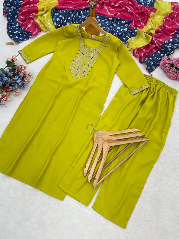 Yellow_Roman_Silk_Embroidered_Kurti_Pant_Set_For_Women
