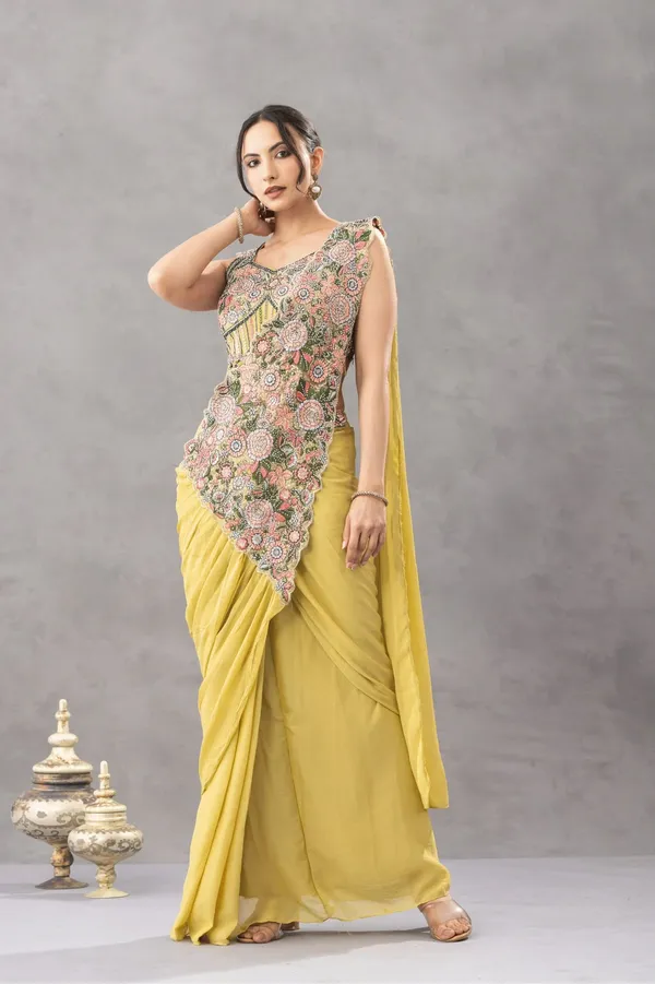 Yellow_Chinon_Silk_Embroidered_Ready_To_Wear_Saree_For_Women