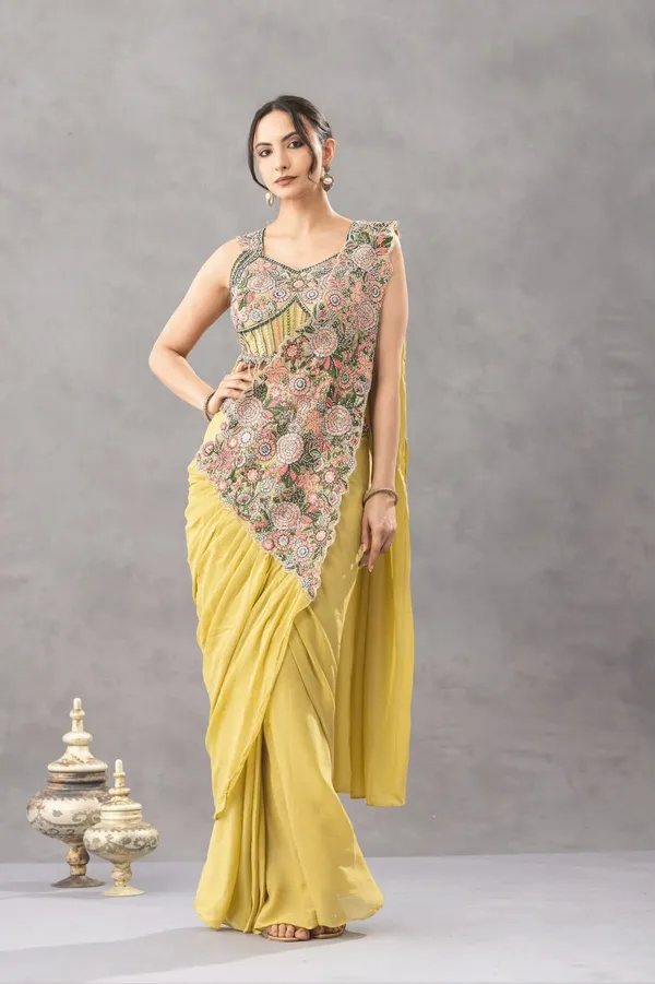 Yellow_Chinon_Silk_Embroidered_Ready_To_Wear_Saree_For_Women