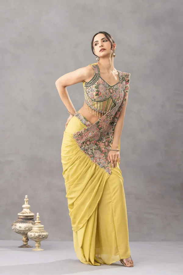 Yellow_Chinon_Silk_Embroidered_Ready_To_Wear_Saree_For_Women