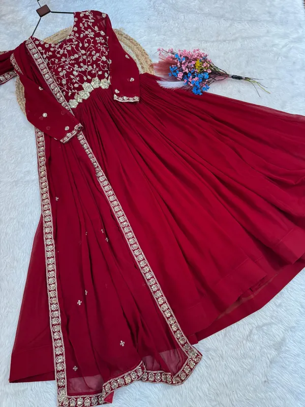 Maroon_Silk_Zari_Sequin_Embroidered_Gown_For_Women