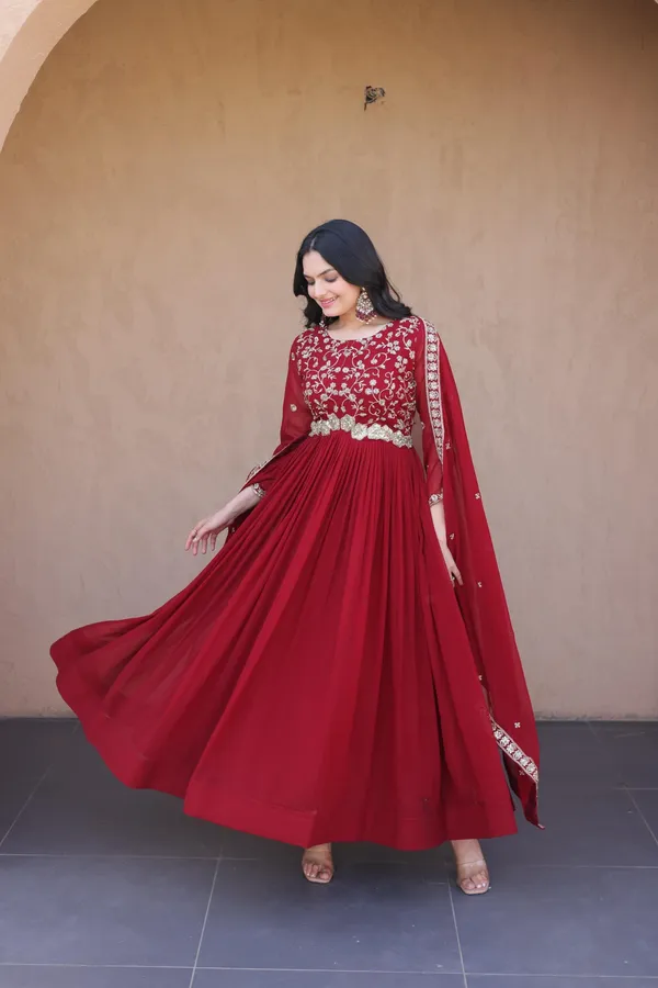 Maroon_Silk_Zari_Sequin_Embroidered_Gown_For_Women