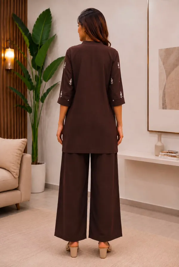 Brown_Roman_Silk_Embroidered_Kurti_Plazzo_Set_For_Women