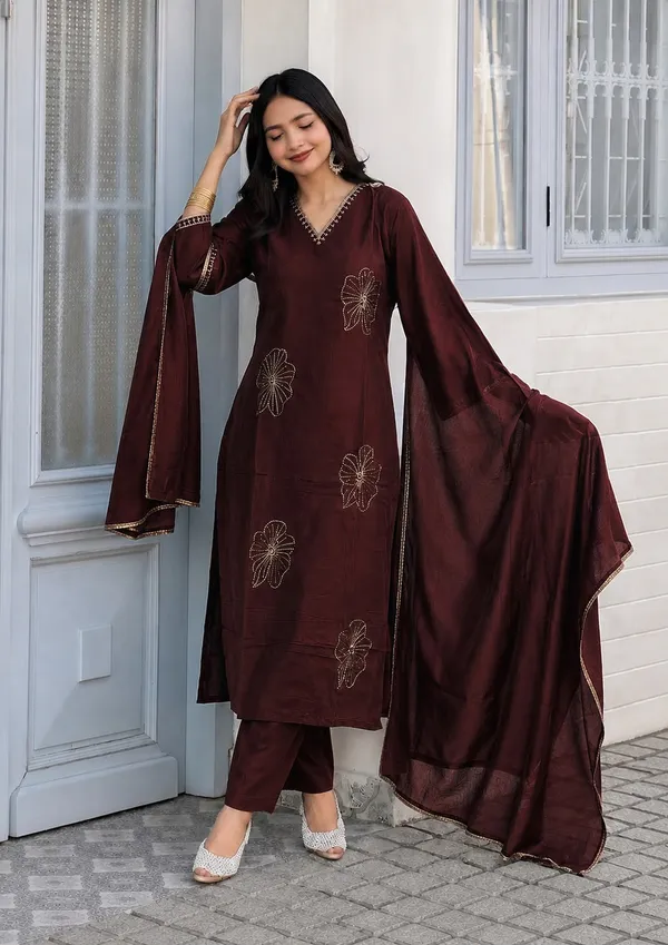 Brown_Roman_Silk_Embroidered_Kurti_Pant_Set_For_Women