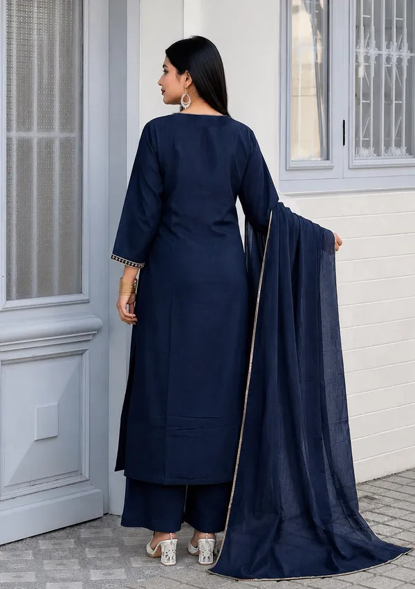 Blue_Roman_Silk_Embroidered_Kurti_Pant_Set_For_Women