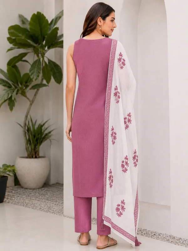 Purple_Rayon_Embroidered_Kurti_Pant_Set_For_Women