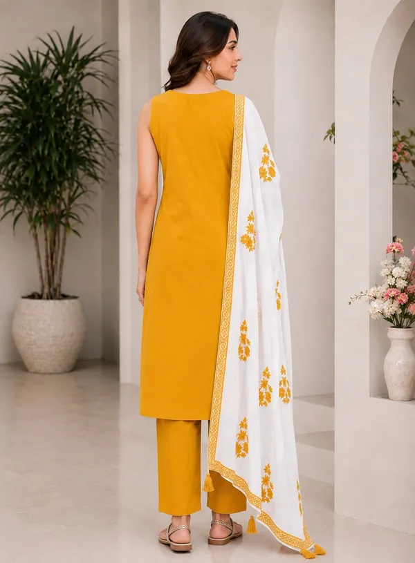 Yellow_Rayon_Embroidered_Kurti_Pant_Set_For_Women