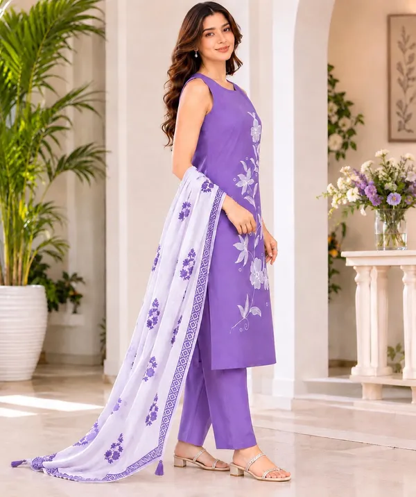 Blue_Rayon_Embroidered_Kurti_Pant_Set_For_Women