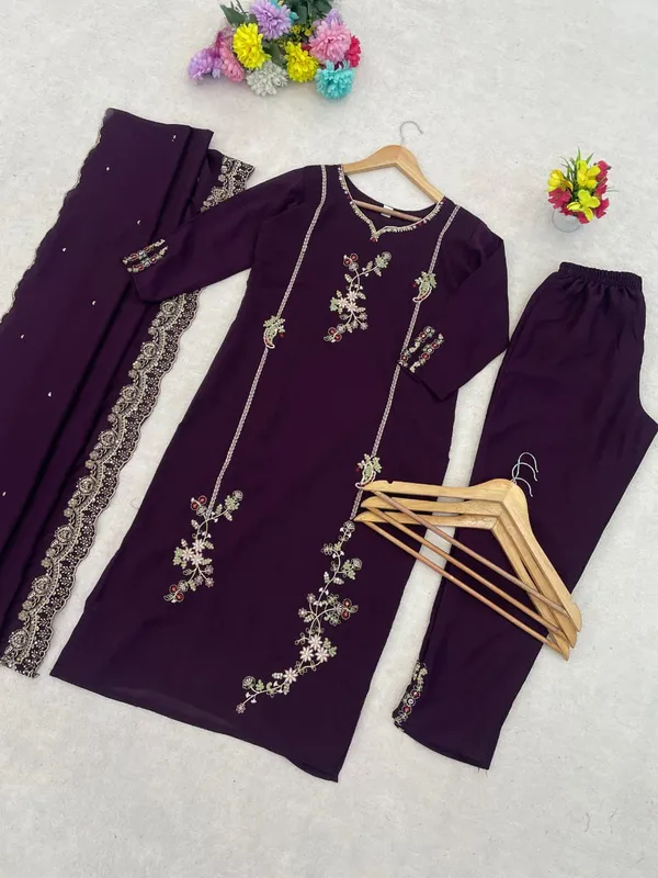 Purple_Vichitra_Silk_Embroidered_Kurti_Pant_Set_For_Women