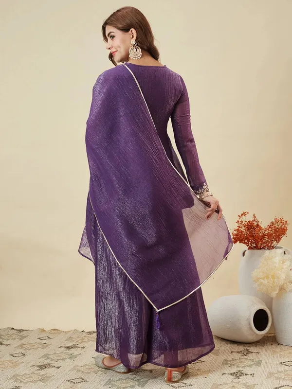 Purple_Crunchy_Silk_Embroidered_Kurti_Pant_Set_For_Women