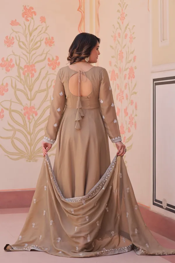 Beige_Color_Beautiful_Georgette_With_Rich_Sequins_Coding_&_Beads_Embroidered_Work_Gown