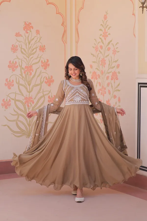 Beige_Color_Beautiful_Georgette_With_Rich_Sequins_Coding_&_Beads_Embroidered_Work_Gown