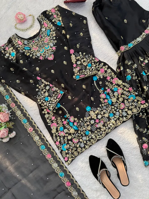 Black_Color_Beautiful_Partywear_dress_in_JMC_Silk_Fabric
