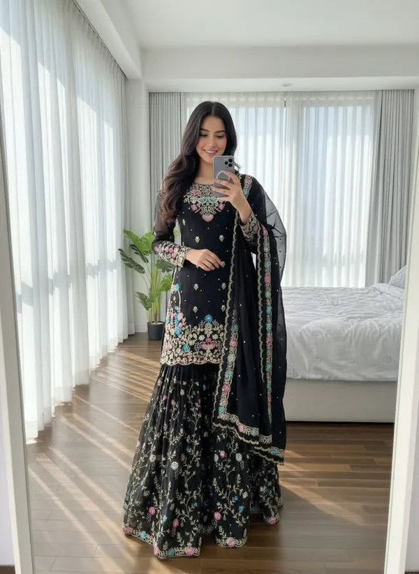 Black_Color_Beautiful_Partywear_dress_in_JMC_Silk_Fabric