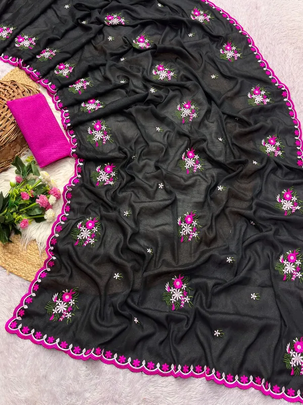 Black_Color_Fancy_Partywear_Saree_in_Georgette_Fabric