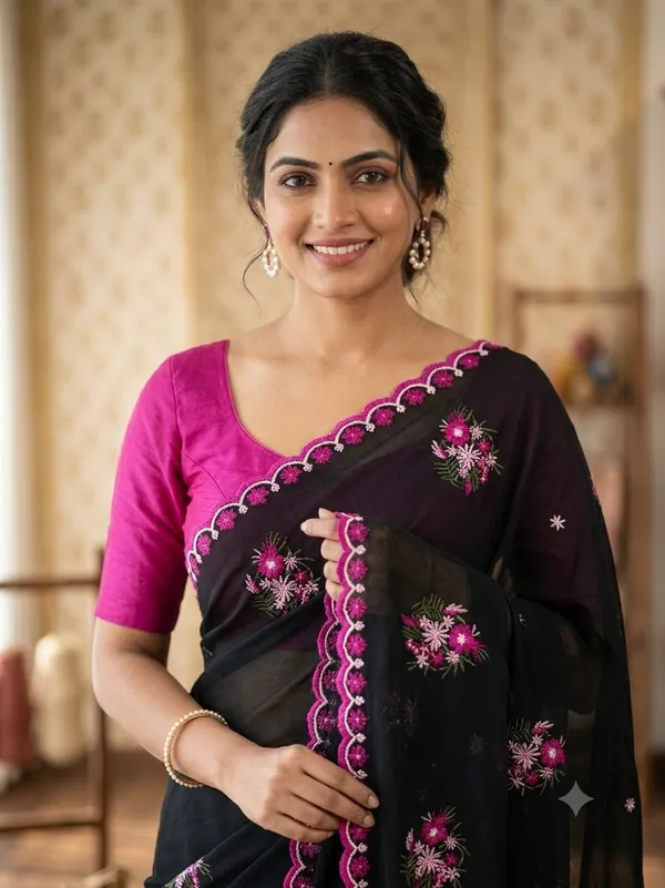 Black_Color_Fancy_Partywear_Saree_in_Georgette_Fabric