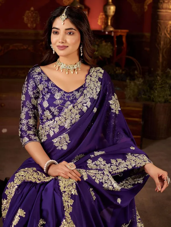 Blue_Color_Beautiful_PArtywear_Saree