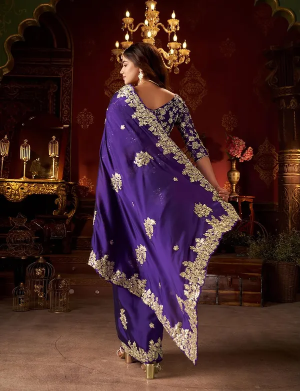 Blue_Color_Beautiful_PArtywear_Saree