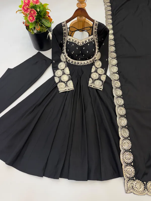 Blue_Color_Elegant_Embroidered_Sequence_Designer_Anarkali_Three_Piece_Set
