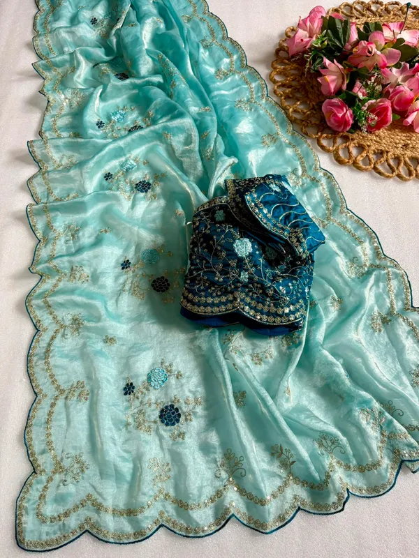 Blue_Color_Pure_Fandy_Satin_Material_With_C_Pallu_Embroidery_Work_