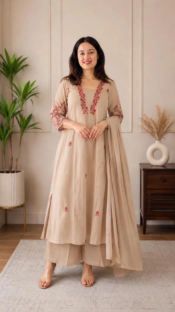 Chikku_Color_Simple_and_Sobar_Daily_Wear_Dress_in_Roman_Silk_Fabric