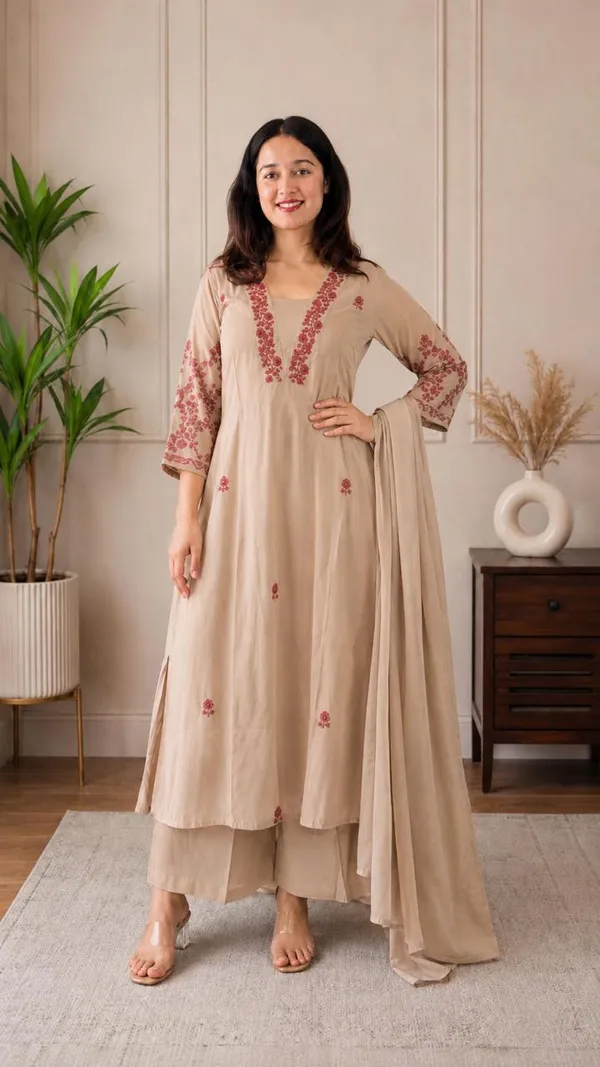 Chikku_Color_Simple_and_Sobar_Daily_Wear_Dress_in_Roman_Silk_Fabric